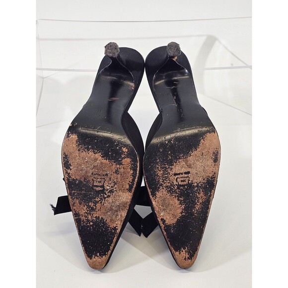 Women's Size 7 Hype Black Pointed Toe Bow Detail Kitten Heels Pumps Shoes GUC - Picture 7 of 8